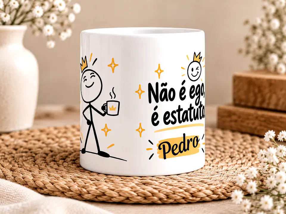 Caneca Personalizada “Não é Ego, é Estatuto” – Caneca com Nome e Humor 4