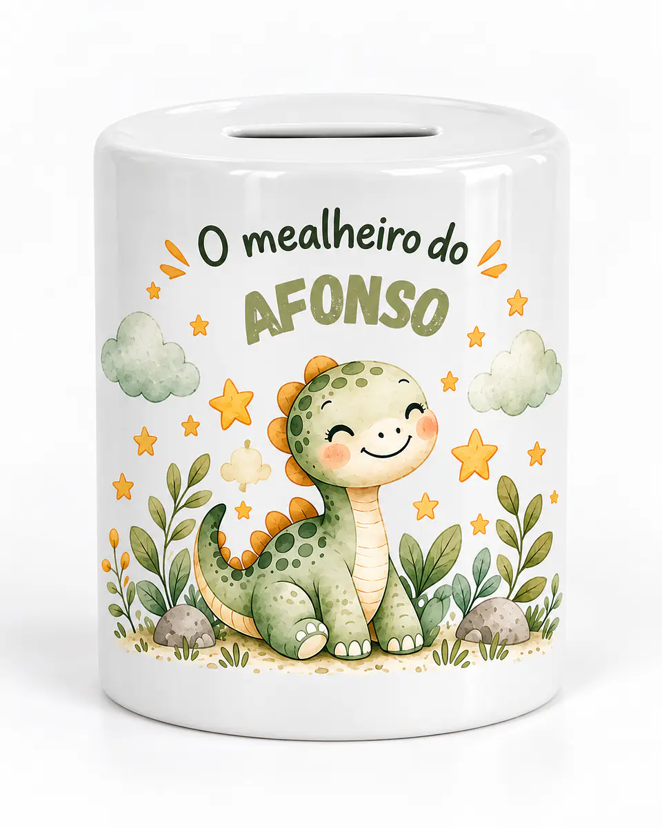 Mealheiro Infantil Personalizado com Nome – Dinossauro Verde | Presente para Criança 3