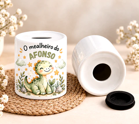Mealheiro Infantil Personalizado com Nome – Dinossauro Verde | Presente para Criança