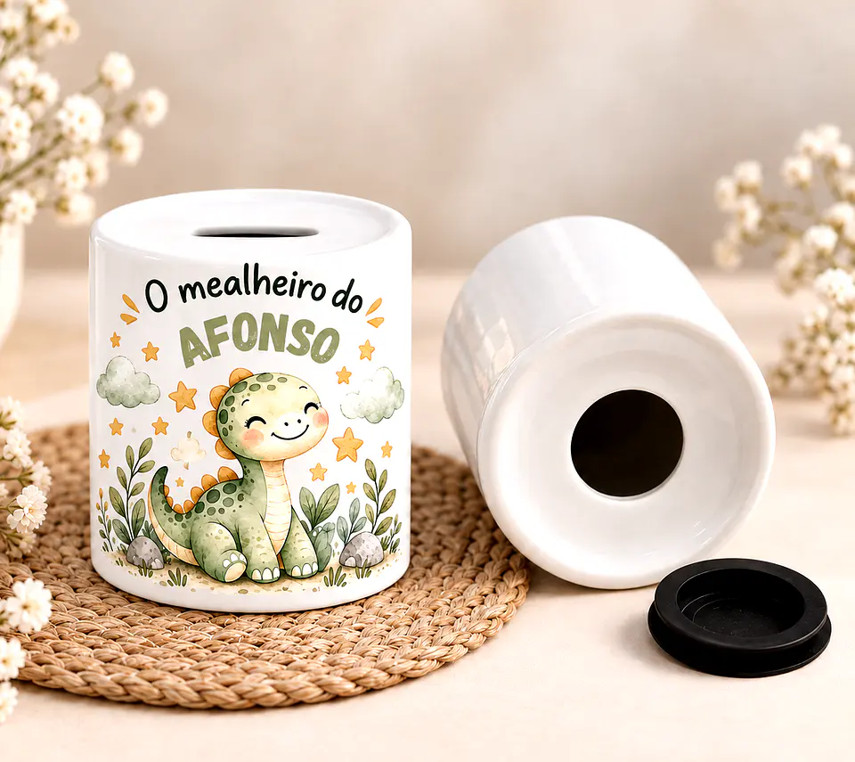 Mealheiro Infantil Personalizado com Nome – Dinossauro Verde | Presente para Criança 2