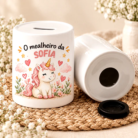 Mealheiro Infantil Personalizado com Nome – Unicórnio | Presente para Criança