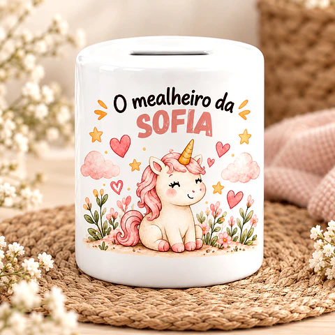 Mealheiro Infantil Personalizado com Nome – Unicórnio | Presente para Criança