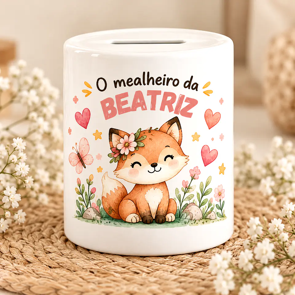 Mealheiro Infantil Personalizado com Nome – Raposinha | Presente para Criança 1