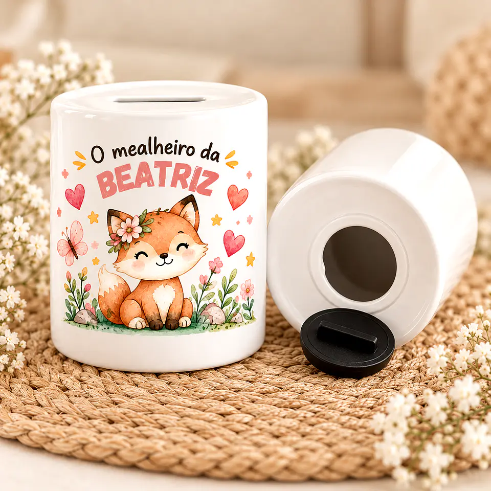 Mealheiro Infantil Personalizado com Nome – Raposinha | Presente para Criança 2