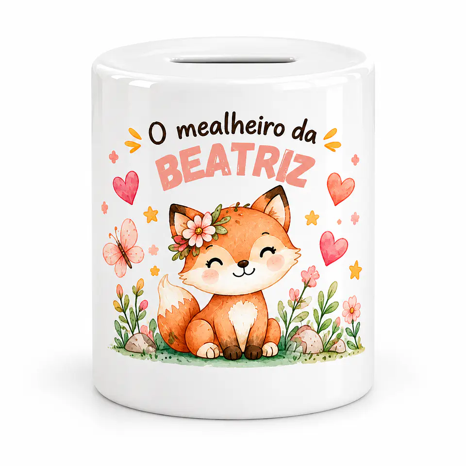Mealheiro Infantil Personalizado com Nome – Raposinha | Presente para Criança 3