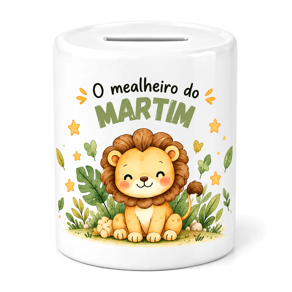 Mealheiro Infantil Personalizado com Nome – Leãozinho | Presente para Criança 3