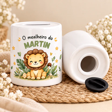 Mealheiro Infantil Personalizado com Nome – Leãozinho | Presente para Criança