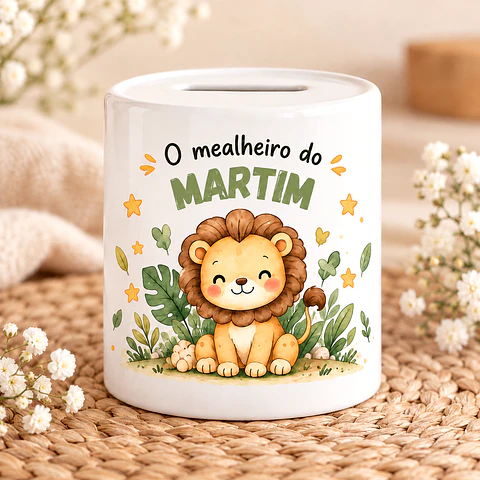 Mealheiro Infantil Personalizado com Nome – Leãozinho | Presente para Criança