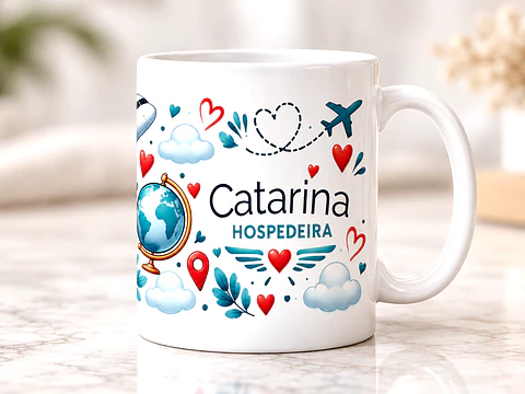 Caneca Personalizada para Hospedeira de Bordo com Nome – Presente Original