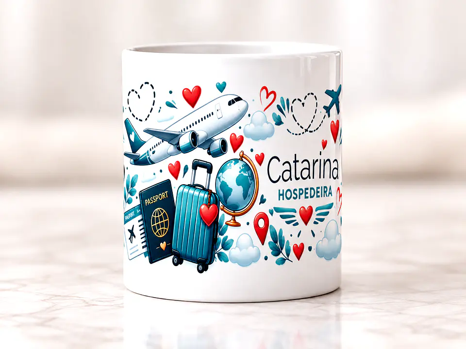 Caneca Personalizada para Hospedeira de Bordo com Nome – Presente Original 3
