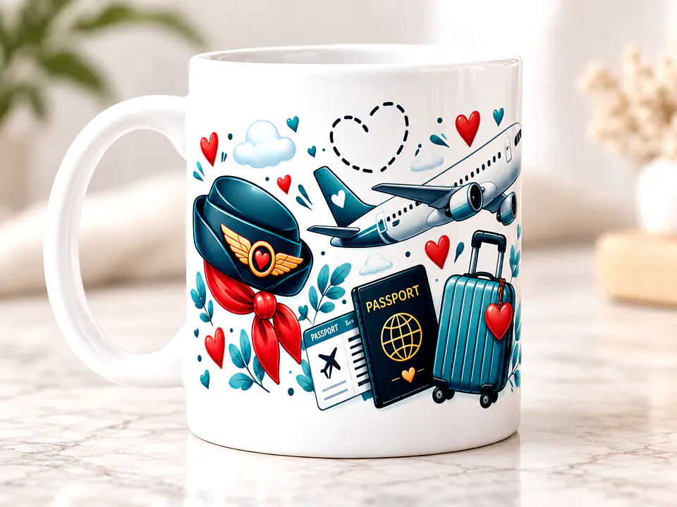 Caneca Personalizada para Hospedeira de Bordo com Nome – Presente Original 4