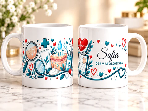 Caneca Personalizada Dermatologista com Nome – Presente Original para Médica Dermatologista