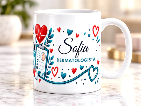 Caneca Personalizada Dermatologista com Nome – Presente Original para Médica Dermatologista