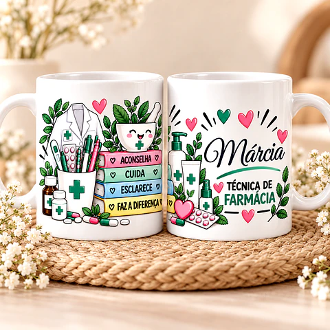 Caneca Personalizada Técnica de Farmácia – Um Presente Especial para Quem Cuida de Nós