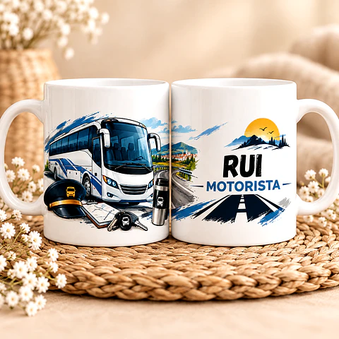 Caneca Personalizada Motorista de Autocarro com Nome – Presente Original