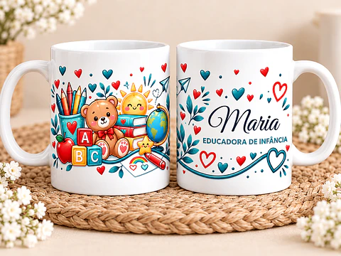 Caneca Personalizada Educadora de Infância com Nome – Presente Especial