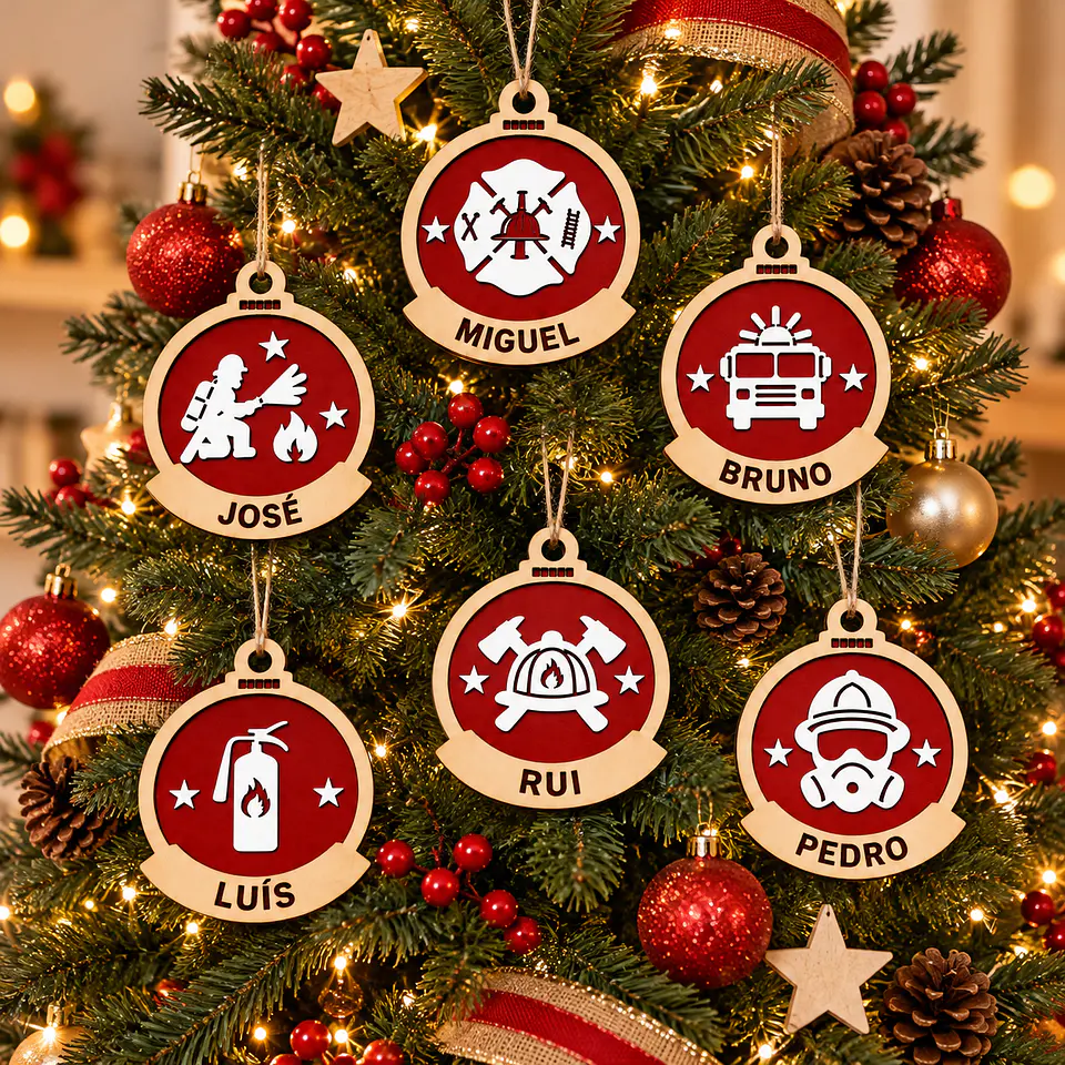 Bolas de Natal Personalizadas com Nome para Bombeiros em Madeira  – Um Tributo a Quem Protege 1