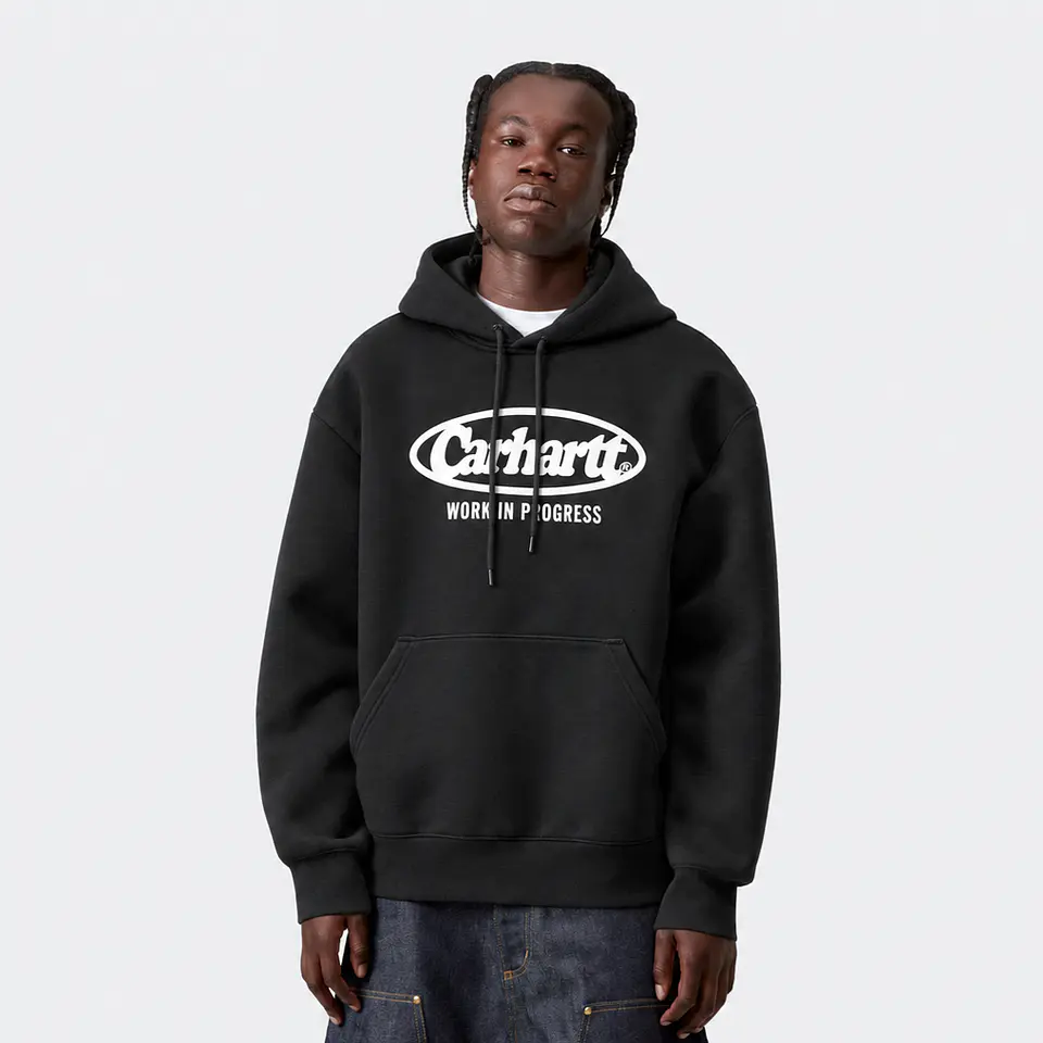 HOODED OVAL SWEAT (BLACK) 1