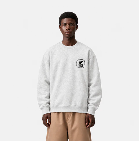 STAMP STATE SWEAT - ASH HEATHER / BLACK