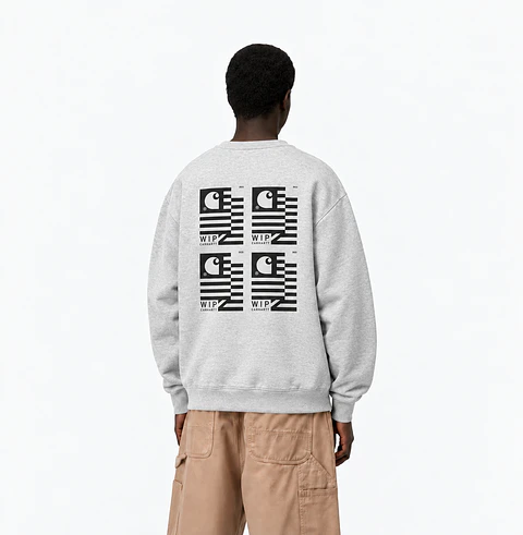 STAMP STATE SWEAT - ASH HEATHER / BLACK