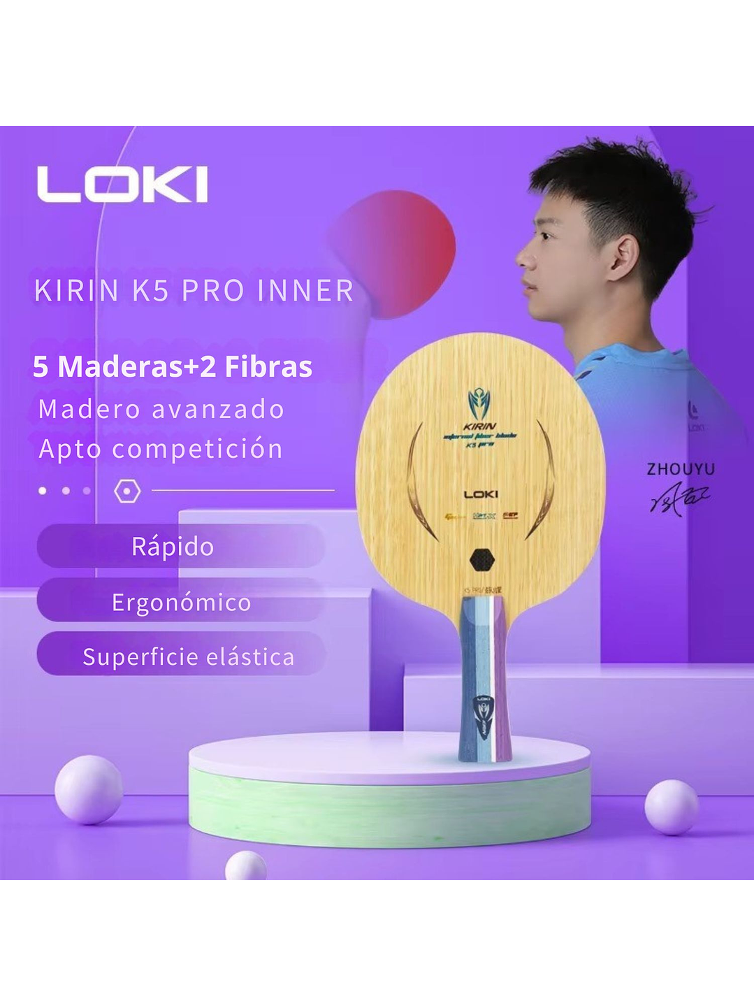 Madero tenis de mesa Loki 7 capas K5PRO Inner ALL 4