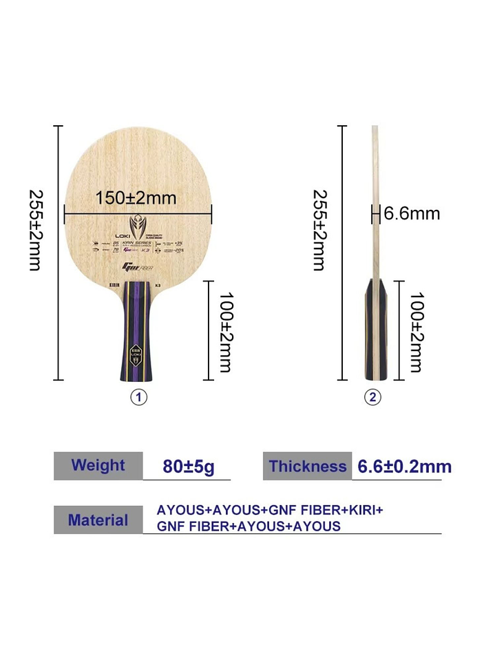 Madero tenis de mesa Loki 7 capas Kirin 3 OFF 6