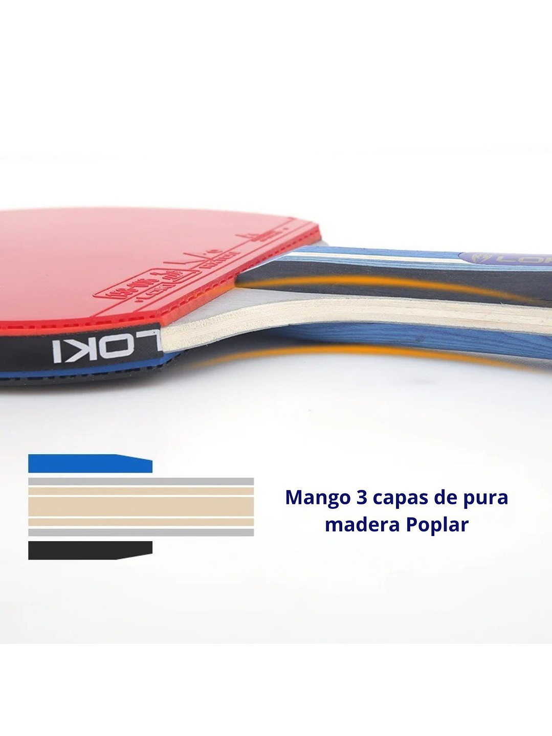 Paleta Tenis De Mesa Loki Kirin X2 Con Gomas Certificadas y Estuche 4