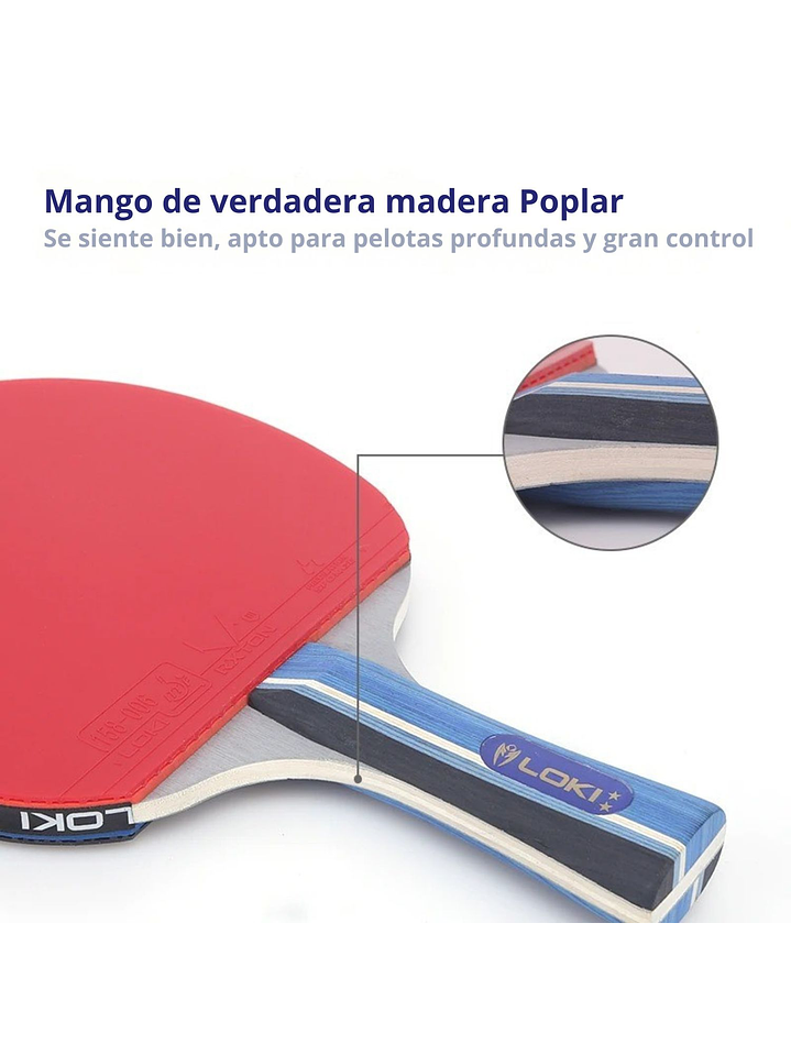 Paleta Tenis De Mesa Loki Kirin X2 Con Gomas Certificadas y Estuche 5