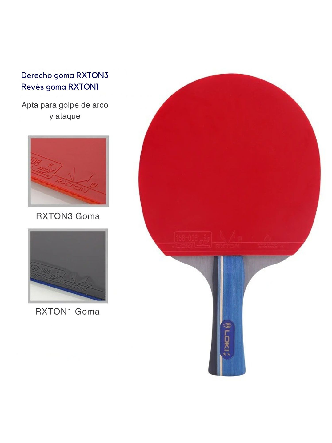 Paleta Tenis De Mesa Loki Kirin X2 Con Gomas Certificadas y Estuche 2