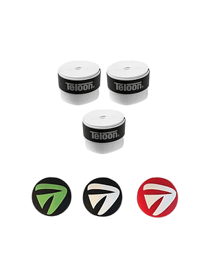 Pack 3 overgrip y 3 antivibradores para tenis