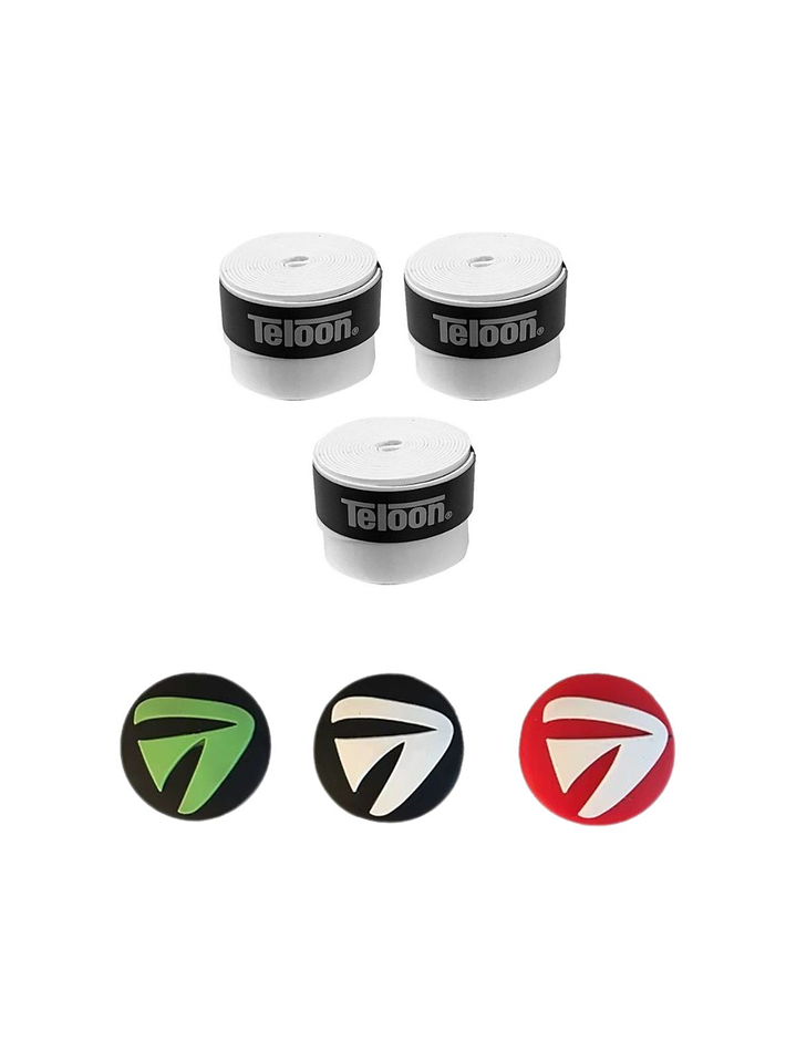 Pack 3 overgrip y 3 antivibradores para tenis 1