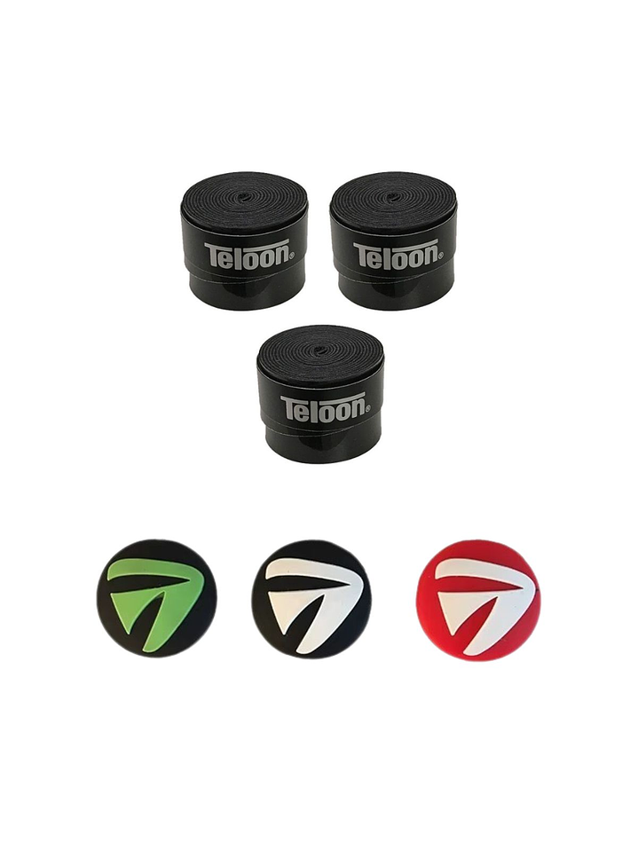 Pack 3 overgrip y 3 antivibradores para tenis 2