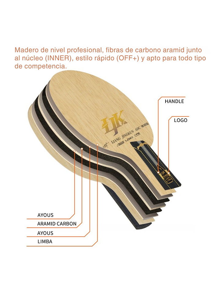 Madero Paleta Profesional Tenis De Mesa Liang Jingkun ADC OFF+ Loki 3