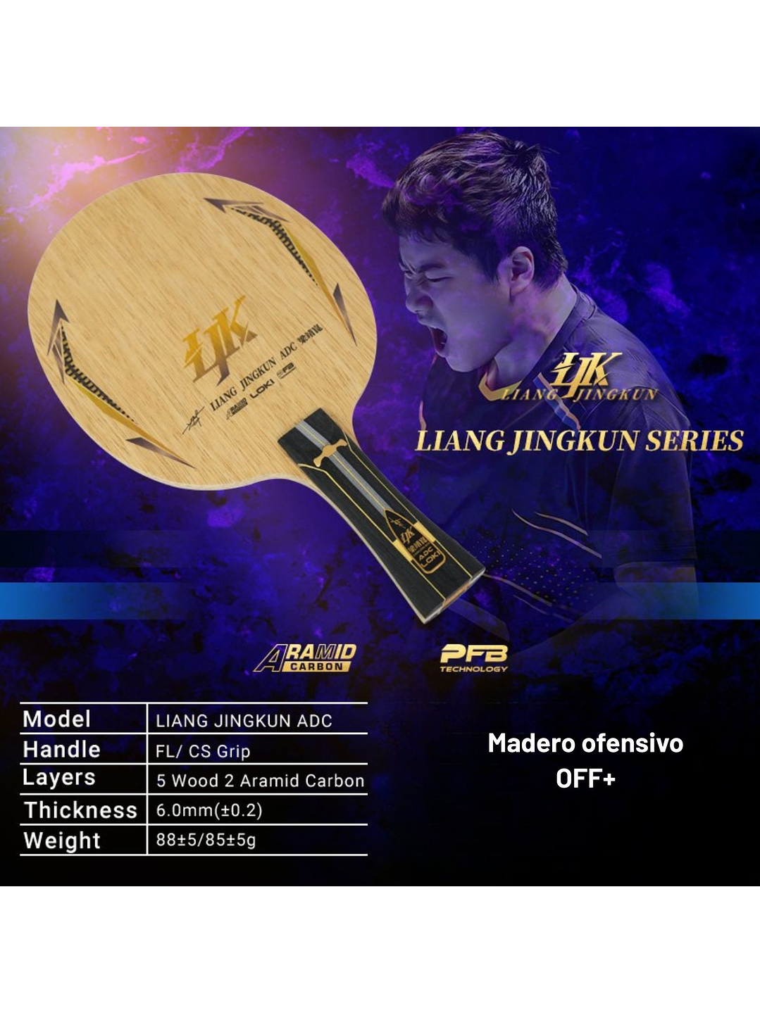 Madero Paleta Profesional Tenis De Mesa Liang Jingkun ADC OFF+ Loki 5