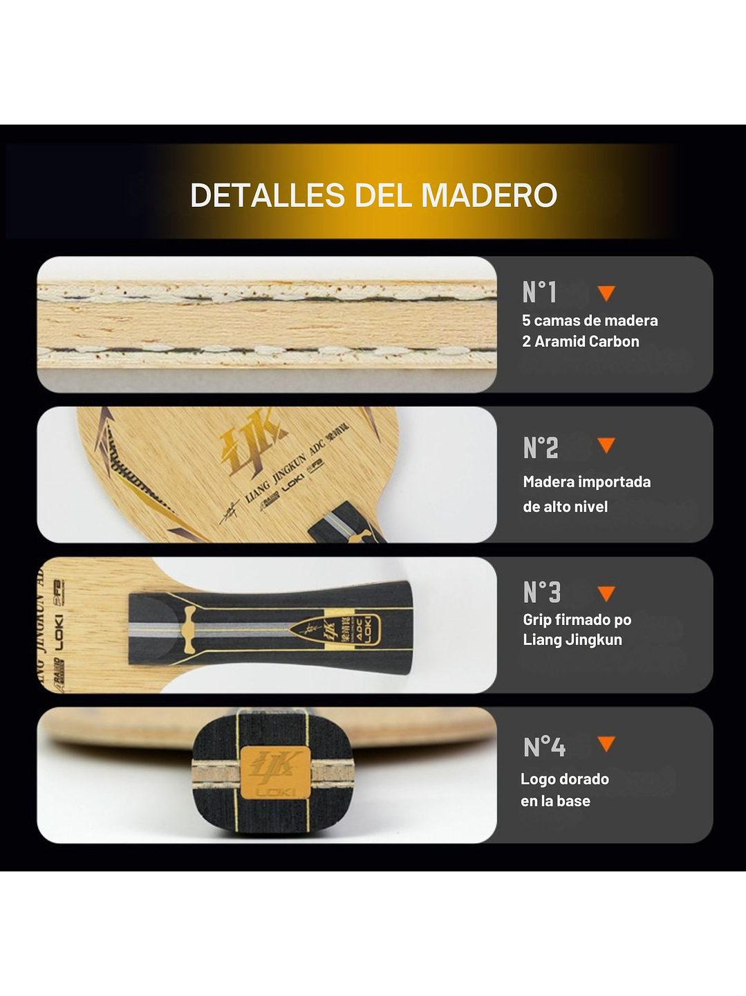 Madero Paleta Profesional Tenis De Mesa Liang Jingkun ADC OFF+ Loki 6