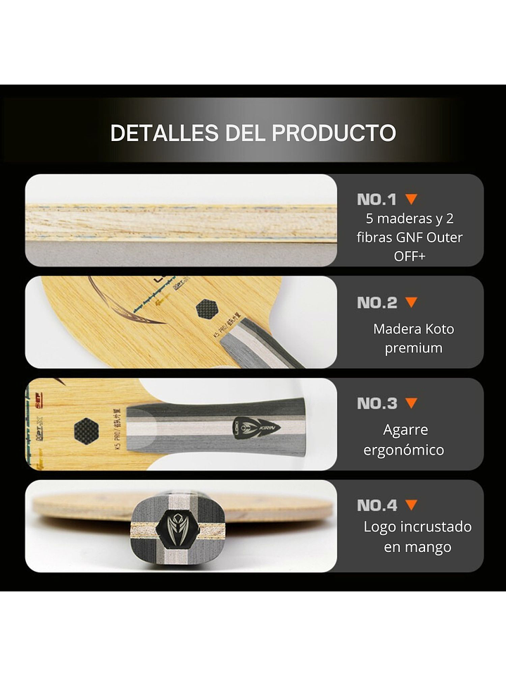 Madero tenis de mesa Loki 7 capas K5PRO Outer OFF+ 2