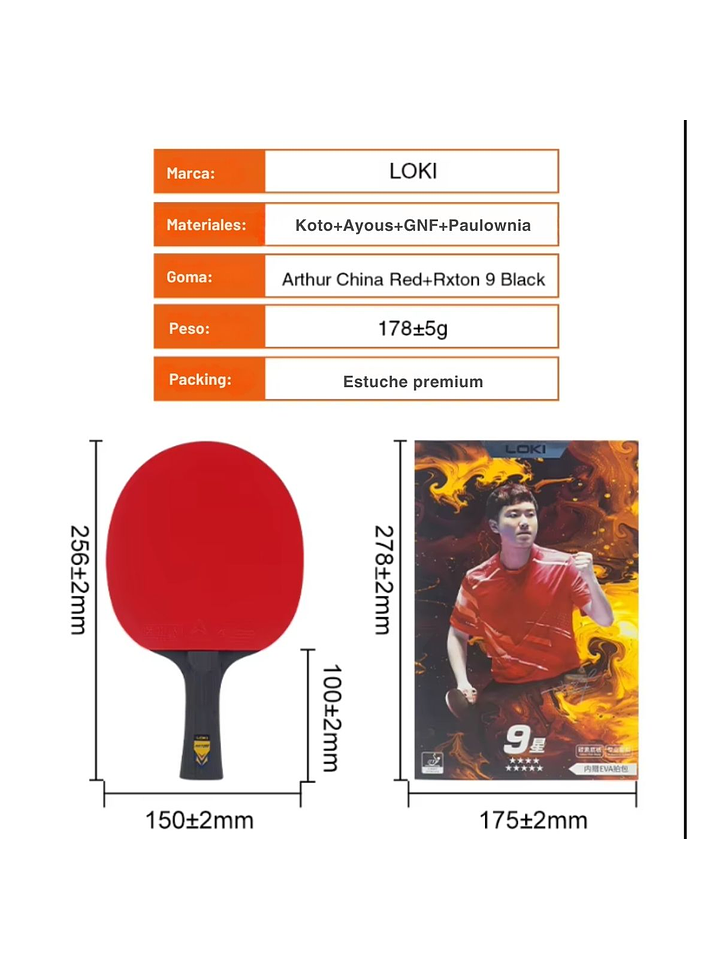 Paleta 9 estrellas Rxton 9 Pro Fibra GNF 6