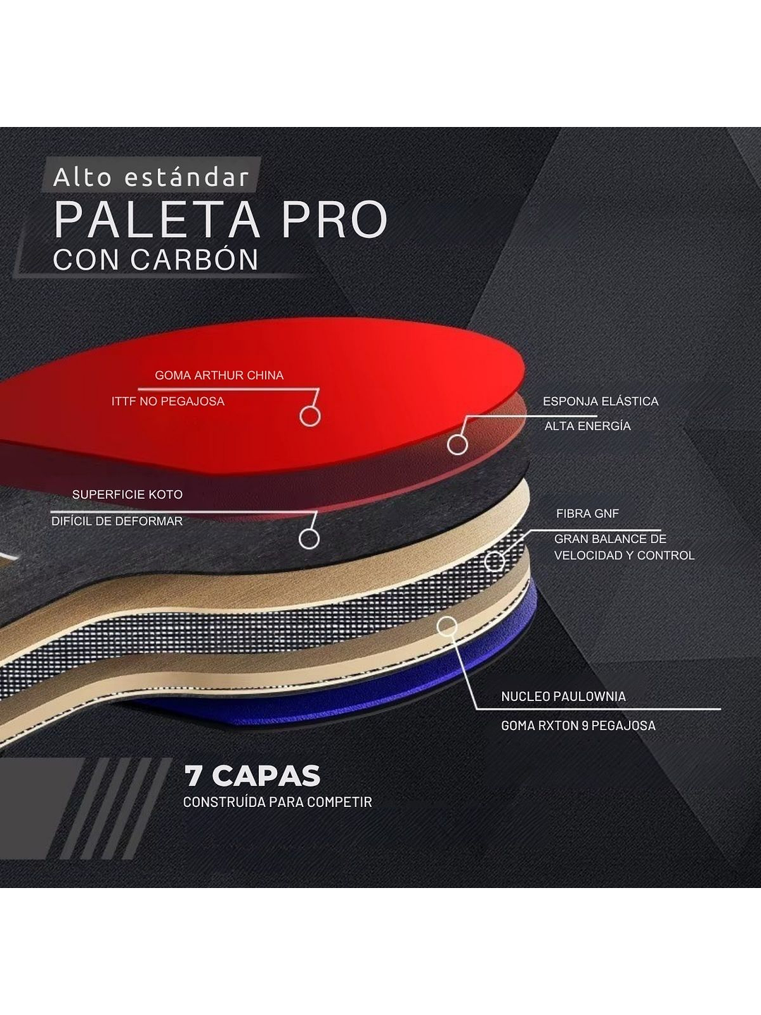Paleta 9 estrellas Rxton 9 Pro Fibra GNF 2