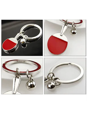 Llavero metálico de paleta de ping pong