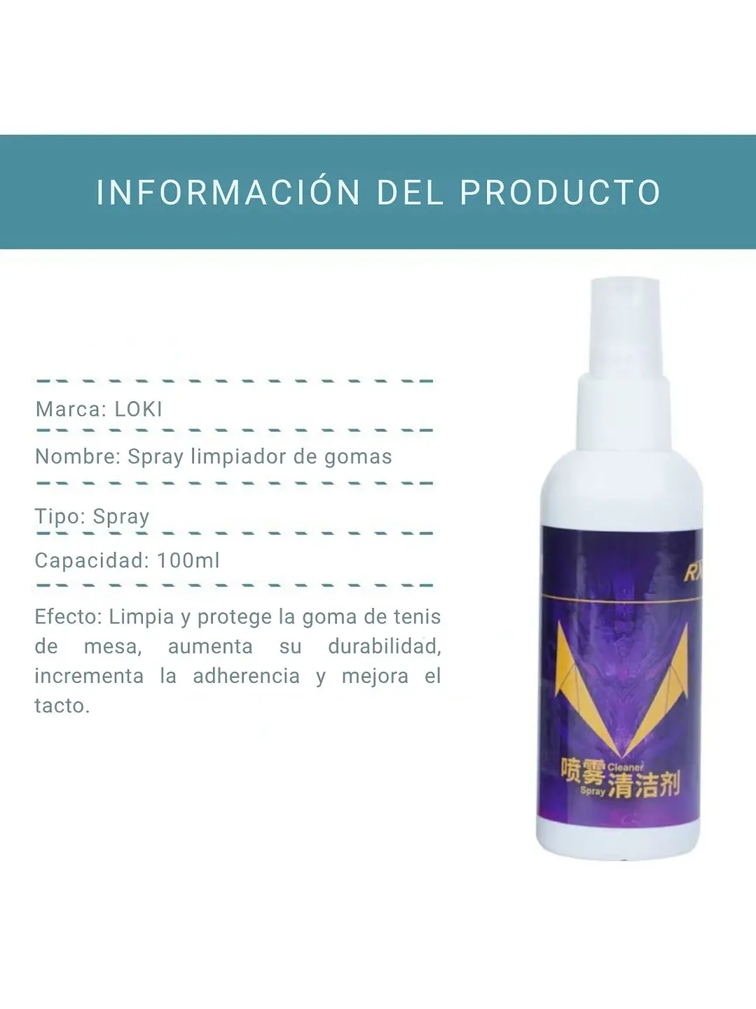 Limpiador Profesional Goma Tenis De Mesa Spray 100 ml - Loki 5