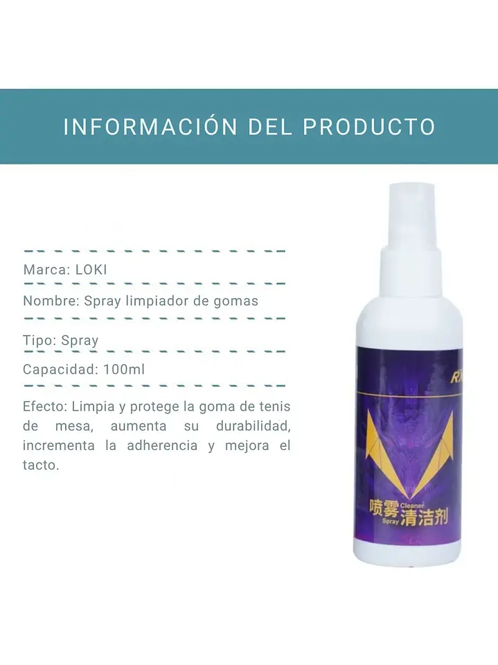 Limpiador Profesional Goma Tenis De Mesa Spray 100 ml - Loki 5