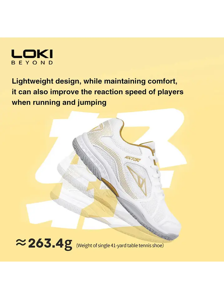 Zapatillas De Tenis De Mesa Loki Rxton 2.0  Blancas Doradas 3