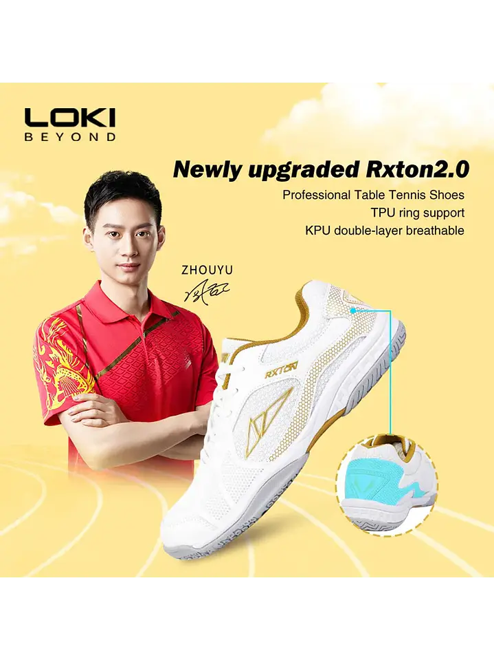 Zapatillas De Tenis De Mesa Loki Rxton 2.0  Blancas Doradas 7