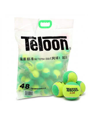 Pack 48 Pelotas Mini Tenis Para Niños Stage 1 Verde Teloon