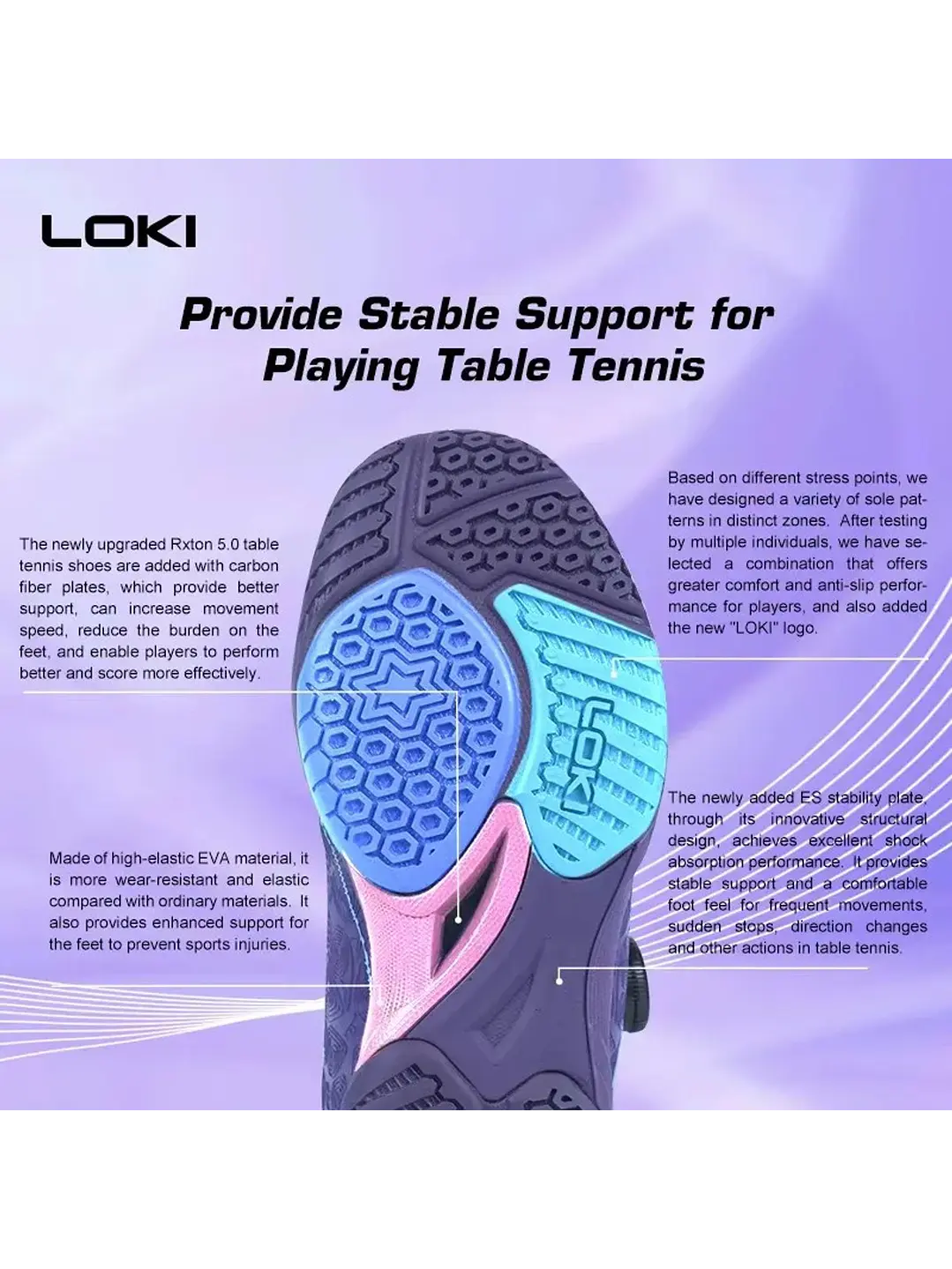 Zapatillas De Tenis De Mesa Loki Rxton 5.0 - Sin Cordones 5