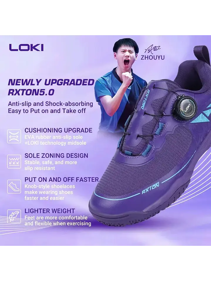 Zapatillas De Tenis De Mesa Loki Rxton 5.0 - Sin Cordones 7