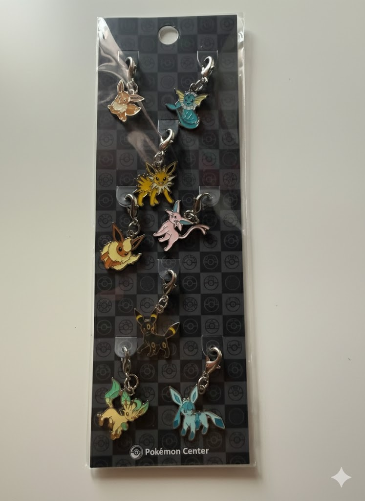 Set de Charms Metálicos: Evoluciones de Eevee - Edición Pokémon Center 2