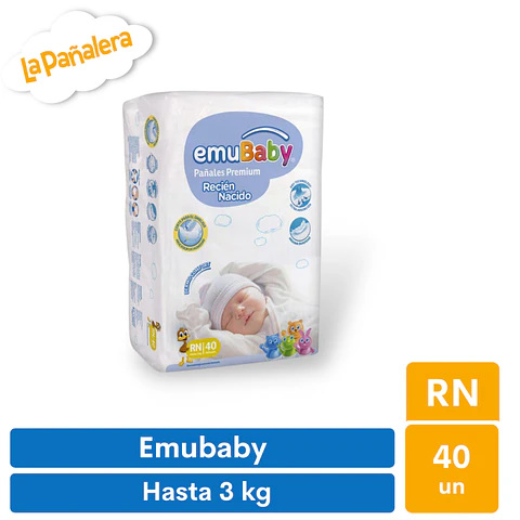 Pañal Emubaby Talla Recién Nacido RN 40 unidades