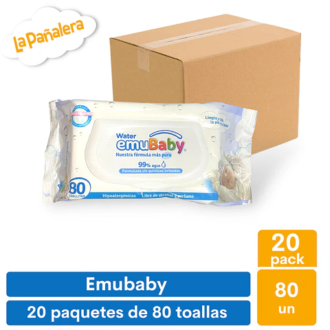 Toallas Húmedas Emubaby Water 80u x 20