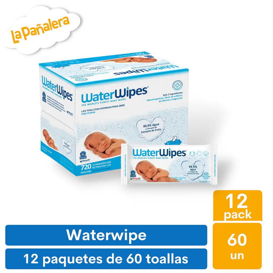 Toallas Húmedas Waterwipes 60u x 12 u 1